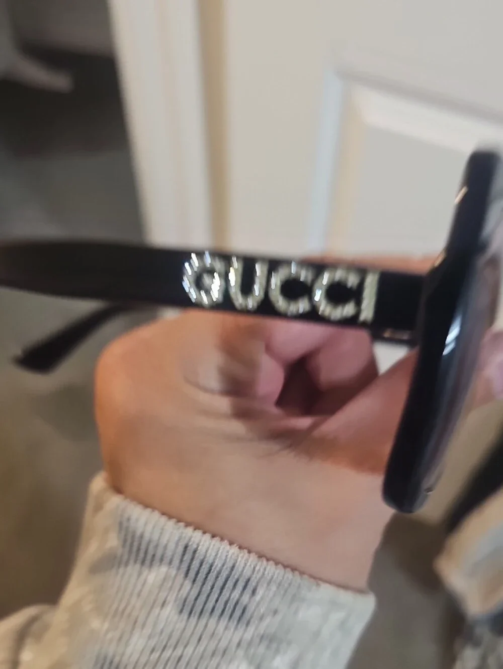 Gucci Black Square Sunglasses with Brown Gradient Lenses